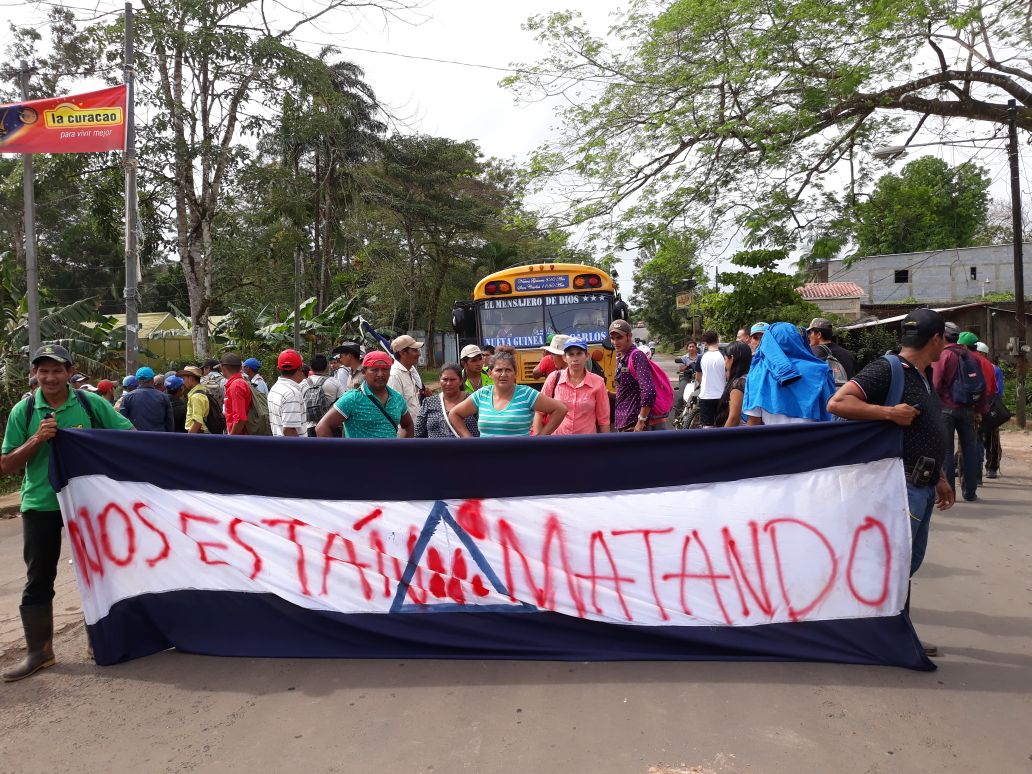 Campesinos de Nueva Guinea se toman las calles en protesta contra el régimen de Daniel Ortega. Foto: Cortesía