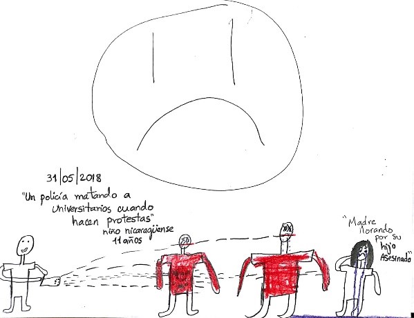 Dibujo de un niño durante una consulta. Foto: Y. Godoy