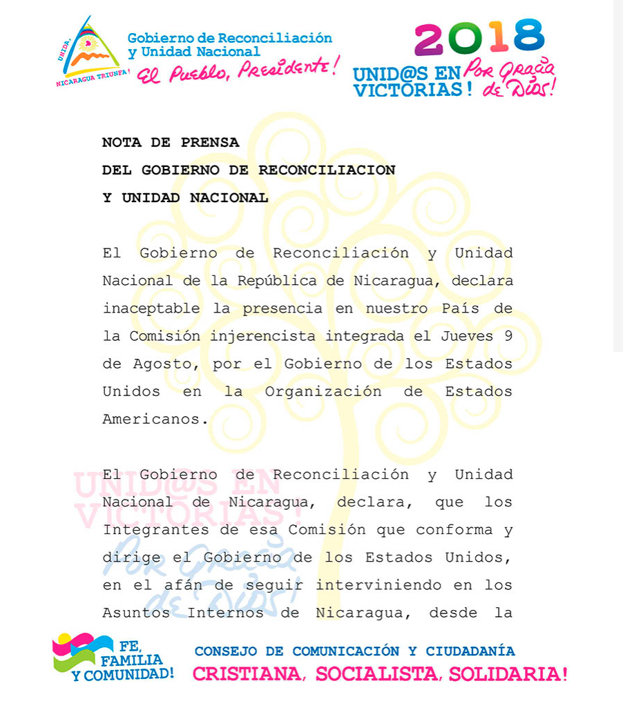 Régimen de Ortega declara “inaceptable” ingreso de la comisión de la OEA a Nicaragua
