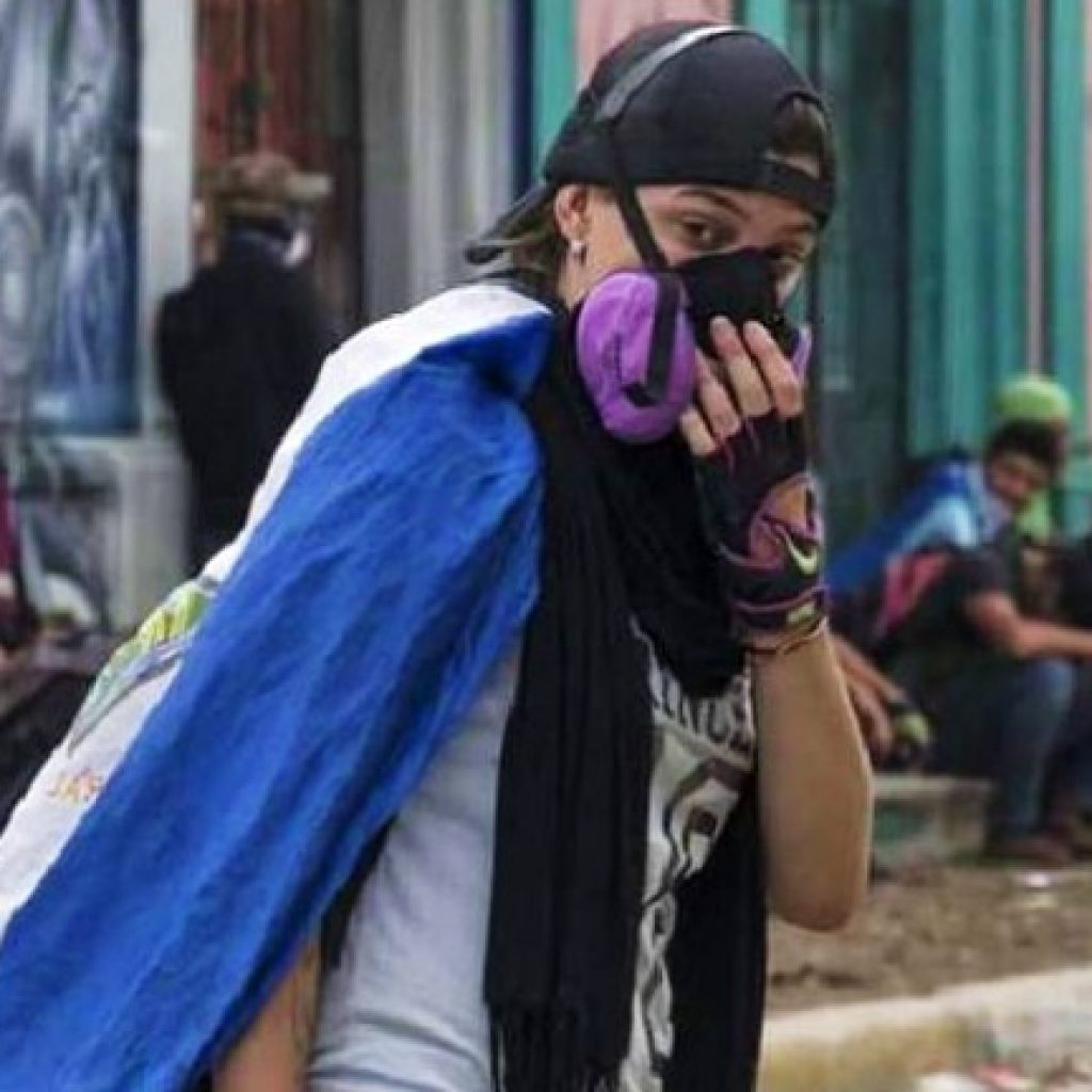 Nahomy Urbina, 21, participated in the roadblocks and social protests against the Daniel Ortega regime.  Photo: Oscar Acuna