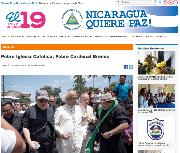 Rosario Murillo cambia estrategia y ordena atacar al cardenal Brenes