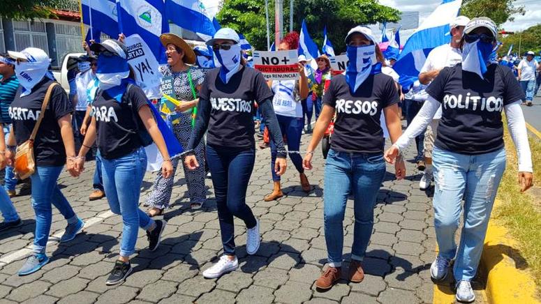 Presos políticos respaldan marcha de la UNAB en contra de la dictadura de Daniel Ortega. Foto: END