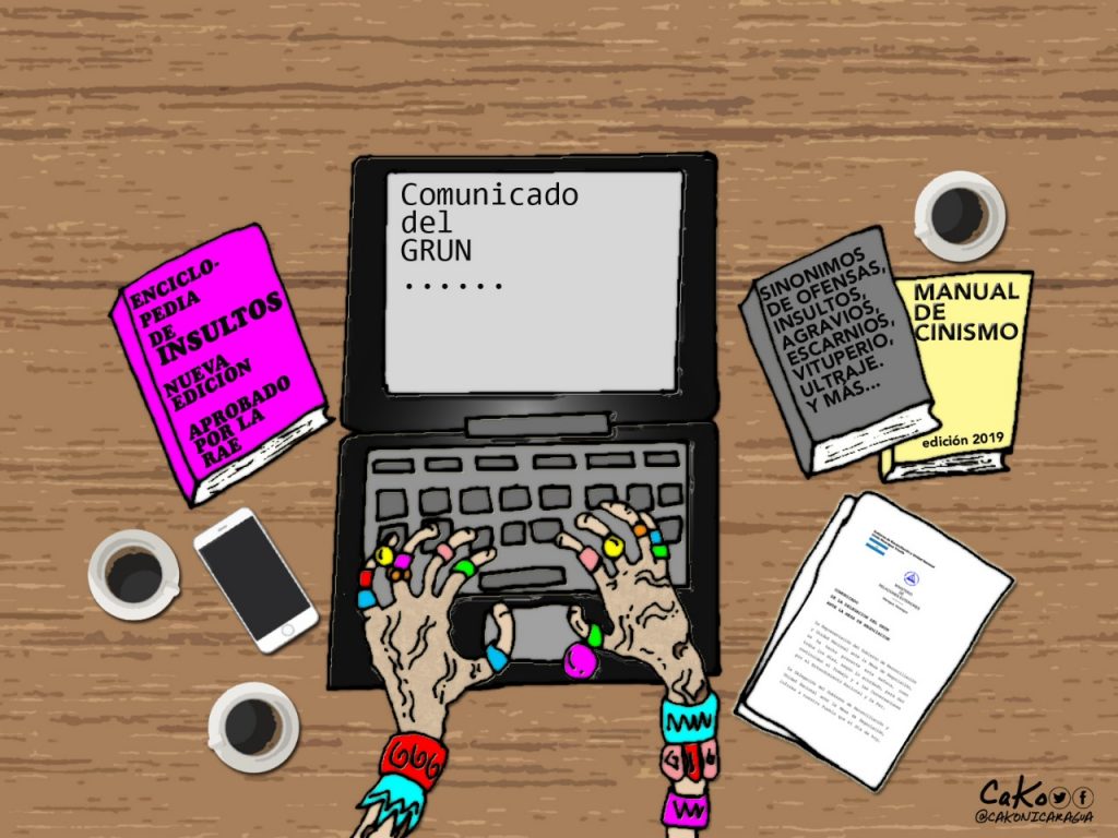 La Caricatura: La compañera acomodando el hígado letra por letra