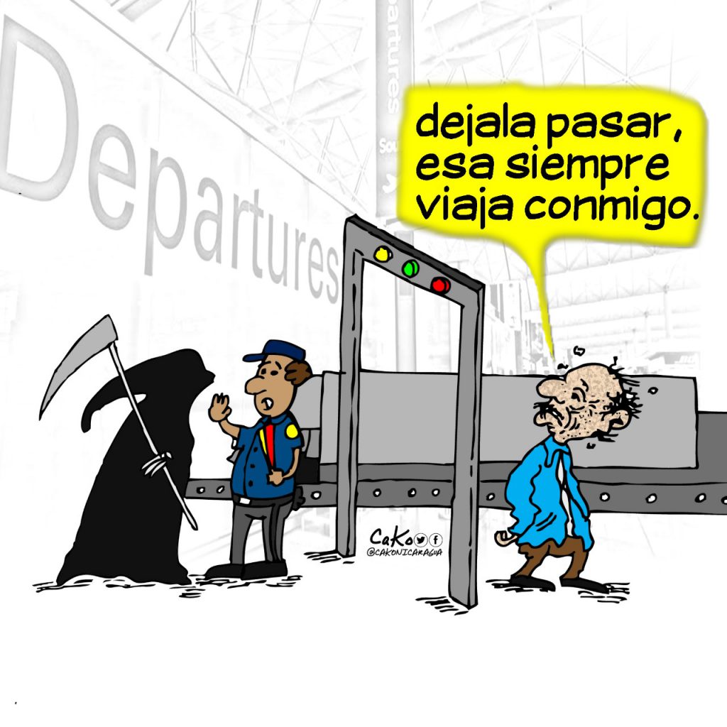 La Caricatura:  El dictador y su acompañante de viajes