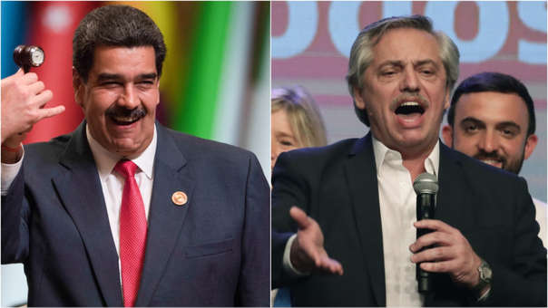 Dictador Nicolás Maduro y presidente Alberto Fernández, de Argentina. Foto: Tomada de la web