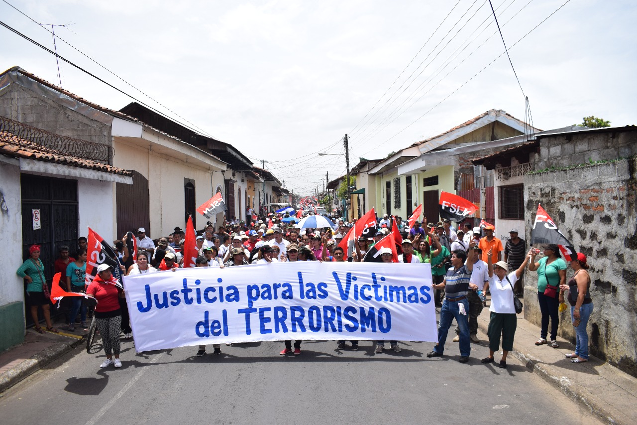 Una de las marchas que militantes del FSLN realizaron en León. Fotos: Medios Oficialistas