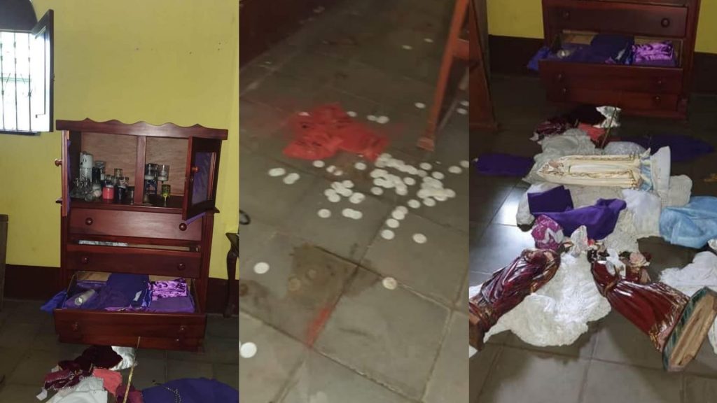 Pisotean las hostias, quiebran imágenes y se defecan en una capilla católica de Nindirí, Masaya