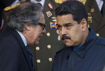 Secretario general de la OEA, Luis Almagro con el dictador de Venezuela, Nicolás Maduro. Foto: Internet.