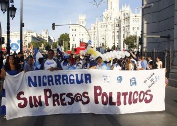 Nicaragüenses en Madrid reactivarán protestas para exigir libertad de presos políticos. Foto: Cortesía/SOS Nicaragua Madrid