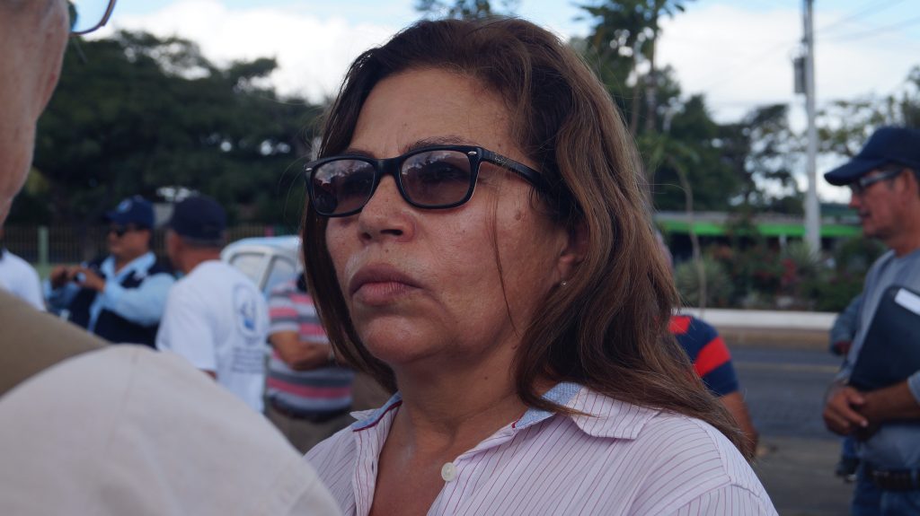 La activista Haydee Castillo durante una protesta en Managua. Foto: A. Navarro / Artículo 66.