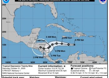 Caribe Norte de Nicaragua, en alerta amarilla por depresión tropical