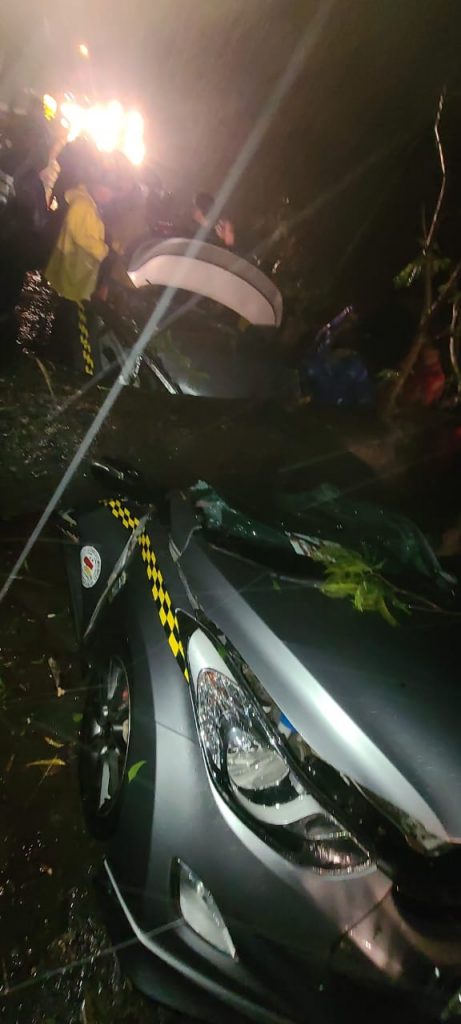 Dos fallecidos al caer árbol sobre un taxi en Managua