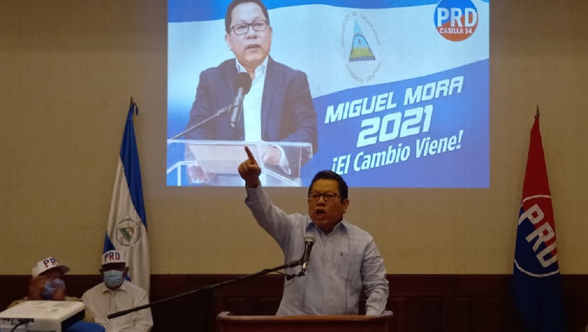 PRD es la casilla electoral de la Coalición Nacional dijo Saturnino Serrato en lanzamiento de candidatura de Miguel Mora quien prometió romper relaciones con dictaduras de Cuba y Venezuela. Foto: N. Miranda/Artículo 66.