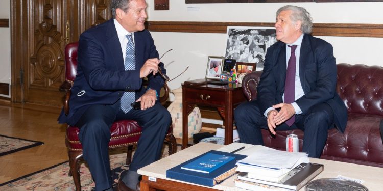 Precandidato presidencial Arturo Cruz se reúne con Luis Almagro. Foto: Tomada de Twitter.