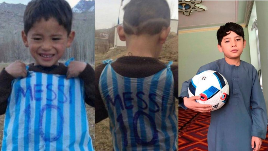 El niño afgano de la camiseta de plástico de Leo Messi teme a los talibanes