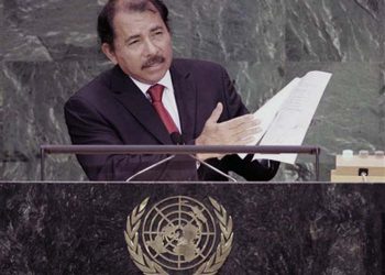 President of Nicaragua Daniel Ortega points to some papers as he addresses the 62nd session of the United Nations General Assembly, Tuesday, Sept. 25, 2007, at the U.N. headquarters. (AP Photo/Ed Betz)