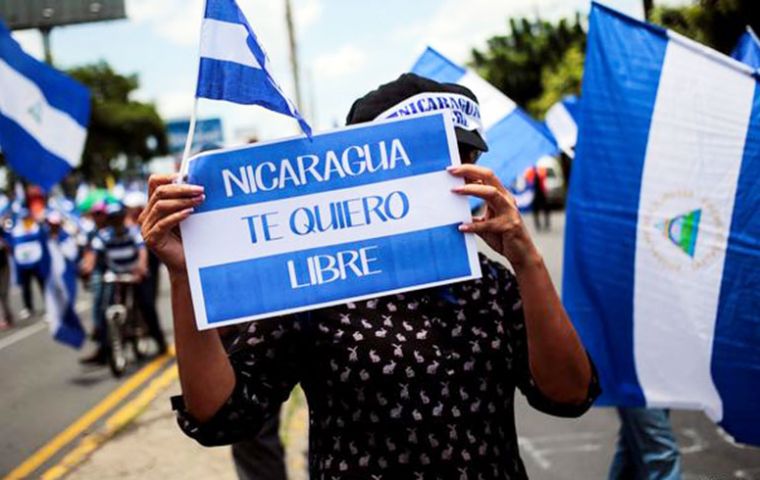 Nicaragüenses exiliados en Estados Unidos convocan a marcha para denunciar las elecciones en Nicaragua. Foto: Internet