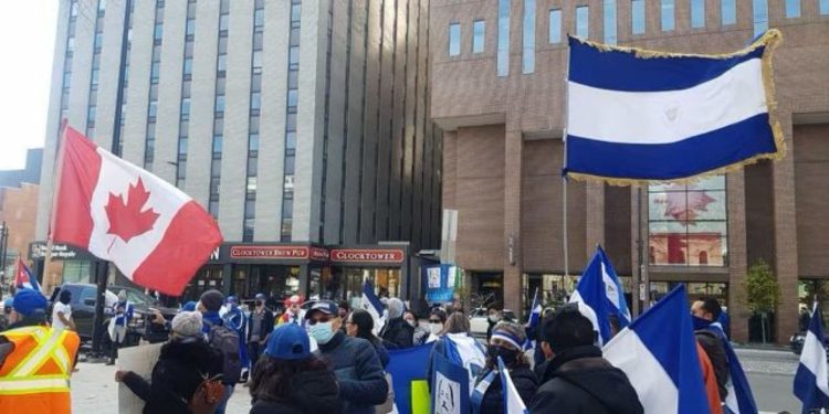 Nicaragüenses en Canadá demandan más presión contra Ortega. Foto: Artículo 66 / Cortesía