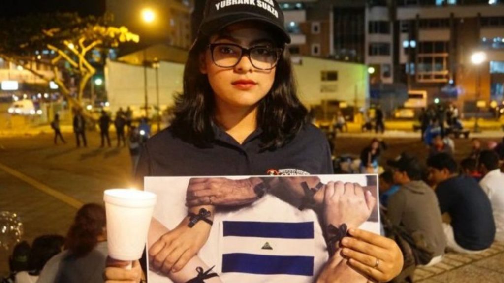 Presa política Samantha Jirón a juicio, el miércoles 16 de febrero. Foto: Artículo 66 / Cortesía