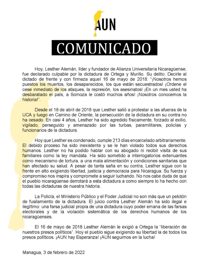 Lesther Alem&aacute;n culpable
