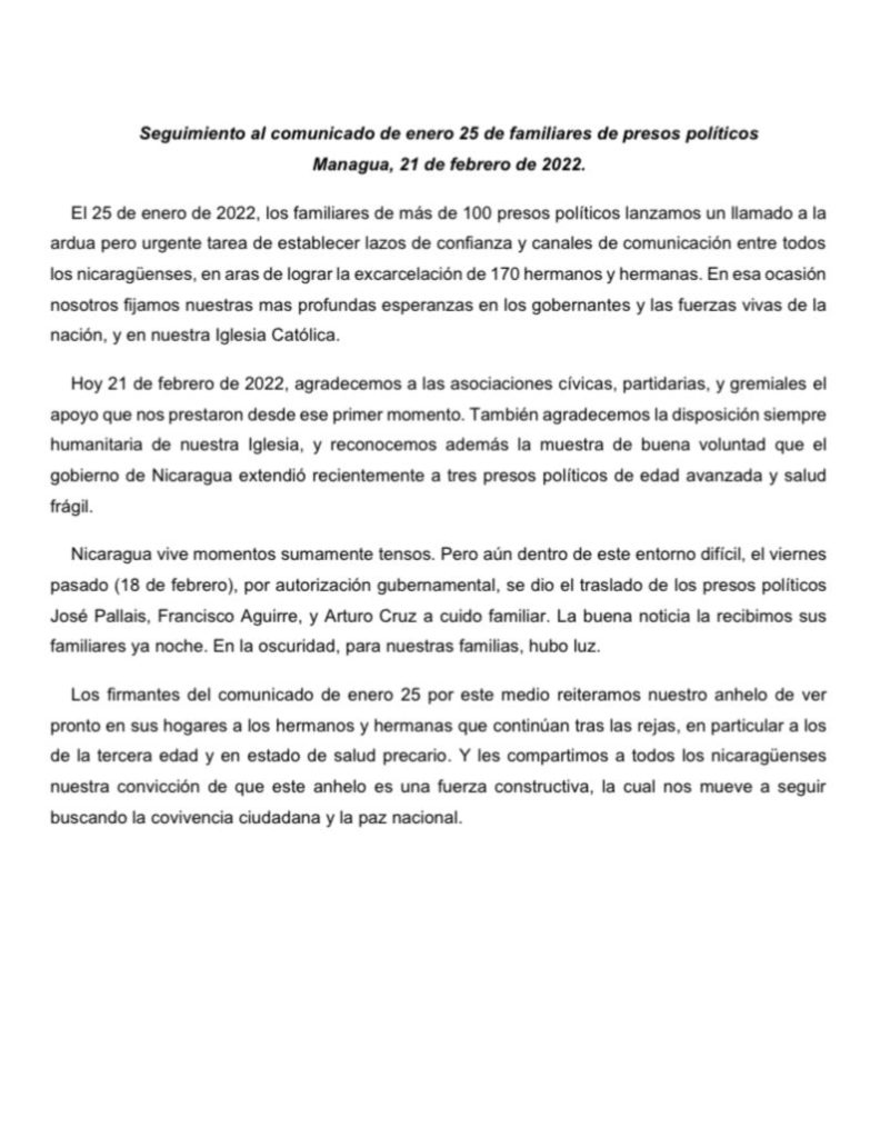 Familiares presos políticos
