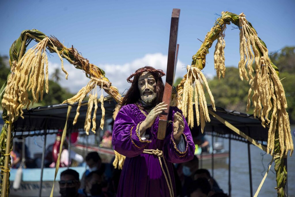 They celebrate traditional "Aquatic Stations of the Cross" in the Great Lake of Nicaragua