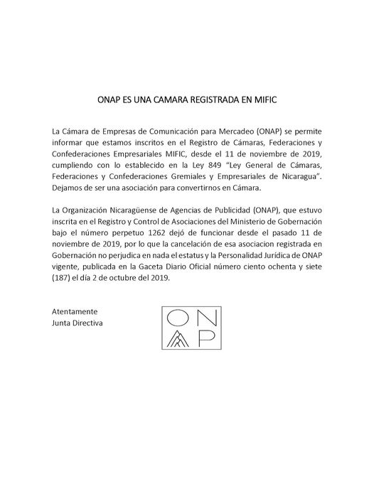 Comunicado ONAP