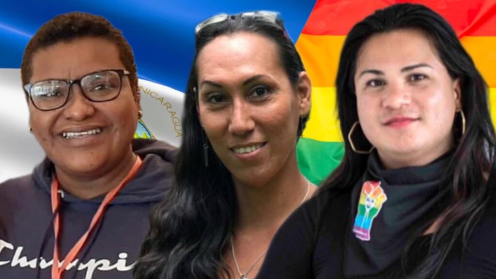 Jacob Ellis, Athiany Larios y Victoria son tres personas trans de Nicaragua que viven en el exilio. Foto: Artículo 66.