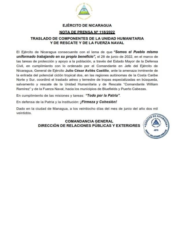 Ej&eacute;rcito de Nicaragua