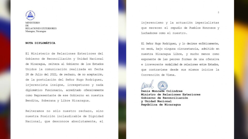 Murillo rejects Hugo Rodríguez as US ambassador: "He will not be admitted"
