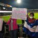 Nicas en Países Bajos protestaron contra Ortega durante juego amistoso entre la selección de futbol de Nicaragua y Surinam. Foto: Artículo 66 / Redes sociales