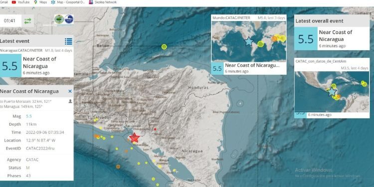 Enjambre sísmico sacude el occidente de Nicaragua, sin registrar daños