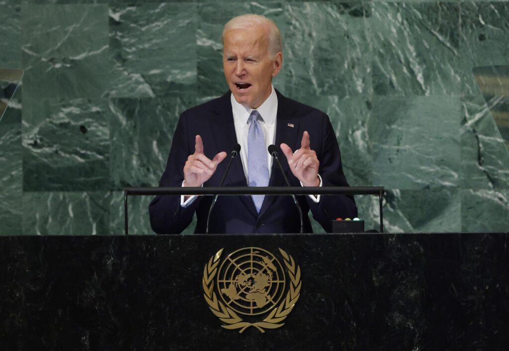El presidente de los Estados Unidos, Joe Biden, pronuncia su discurso durante la Asamblea General de las Naciones Unidas en Nueva York este miércoles.