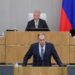 El ministro de Relaciones Exteriores de Rusia, Sergey Lavrov, pronuncia un discurso durante la sesión plenaria de la Duma Estatal Rusa en Moscú este 3 de octubre. EFE/EPA/PRENSA DE LA DUMA DE RUSIA