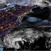Fotografía satelital cedida por la Oficina Nacional de Administración Oceánica y Atmosférica (NOAA) a través del Centro Nacional de Huracanes (NHC) donde se muestra la localización del huracán Nicole en el Atlántico. EFE