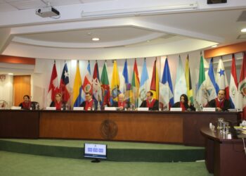 Jueces de la Corte Interamericana de Derechos Humanos reunidos en la Audiencia Pública Conjunta de supervisión de Medidas Provisionales de personas privadas en libertad de Nicaragua.