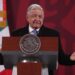 El presidente de México, Andrés Manuel López Obrador, habla durante su rueda de prensa diaria desde el Palacio Nacional, hoy, en la Ciudad de México (México). EFE/