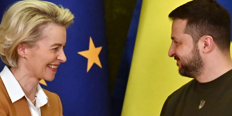 Ukrainian President Volodymyr Zelensky and President of the European Commission Ursula von der Leyen
