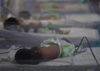 bebés recién nacidos yacen en una sala de maternidad en un hospital público en Gwalior