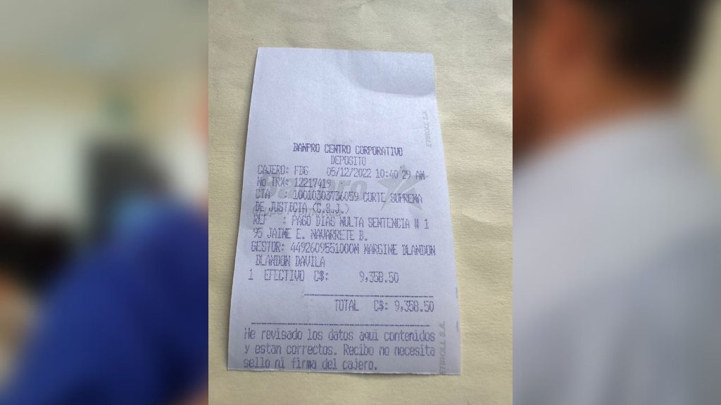 La madre de Jaime Navarrete ya pagó la multa de más de 300 dólares impuesta por  el régimen de Ortega. Foto: Artículo 66 / Cortesía 