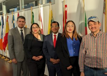 Los líderes opositores Juan Sebastián Chamorro, Félix Maradiaga, Medardo Mairena, Yaritza Mairena y Solange Centeno. Foto: Cortesía