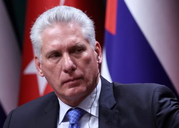 (FILES) In this file photo taken on November 23, 2022, Cuban President Miguel Diaz-Canel attends a joint press conference with Turkish President in Ankara. - Cuba's President Miguel Díaz-Canel is expected to be reelected by the parliament for a second and final five-year term on April 19, 2023, presidential elections, amid the communist island's worst economic crisis in three decades. (Photo by Adem ALTAN / AFP)
