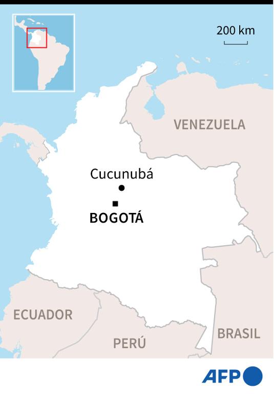 Mapa de Colombia localizando el municipio de Cucunub&aacute;, donde se registr&oacute; una explosi&oacute;n de una mina de carb&oacute;n - AFP / AFP