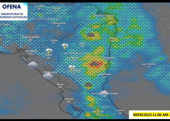 Imágenes del satélite registrando el comportamiento de las lluvias en la zona del Caribe de Nicaragua.