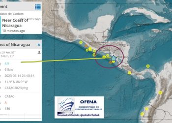 Sismo de 4.9 en la escala de Richter sacude las costas del pacífico de Nicaragua