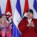 Daniel Ortega y Rosario Murillo despotricaron en contra de la oposición y a comunidad internacional, durante el acto del 19 de julio. Foto: Artículo 66 / Gobierno