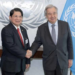 Las fotos de rigor diplomático tras concluida la visita oficial del Ministro de Relaciones Exteriores, Denis Moncada, al secretario de Naciones Unidas (ONU) Antonio Guterrez.