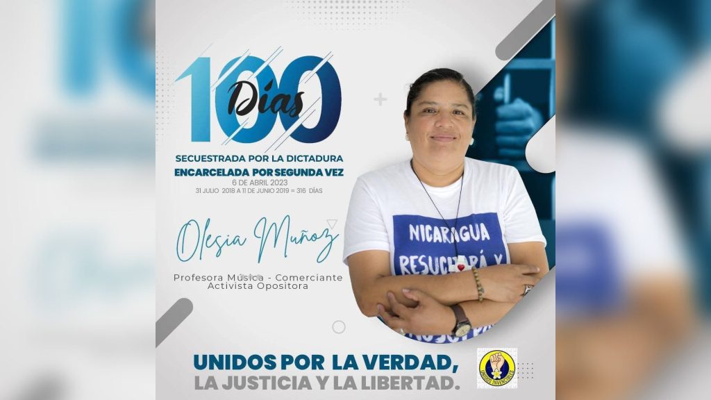 Olesia Muñoz cumple 100 días como presa política de Ortega