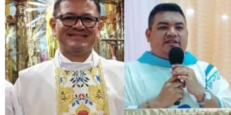 Padre Wilfredo Miranda Aburto de la diócesis de León y Sacerdote William Mora párroco de la diócesis de Siuna/ Foto: redes sociales.