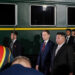 This handout photograph taken and released by Ministry of Natural Resources and Environment of Russia on September 12, 2023, shows North Korea's leader Kim Jong Un (C,R) welcomed by Russia's Minister of Natural Resources and Environment Alexander Kozlov (C) upon his arrival at Khasan train station, Primorky region, at the start of his official visit to Russia. - North Korean leader Kim Jong Un arrived in Russia on September 12, 2023 ahead of a meeting with President Vladimir Putin that the United States has warned could see an arms deal to support Moscow's assault on Ukraine. (Photo by Handout / RUSSIAN ENVIRONMENT MINISTRY / AFP) / RESTRICTED TO EDITORIAL USE - MANDATORY CREDIT "AFP PHOTO / RUSSIAN ENVIRONMENT MINISTRY" - NO MARKETING NO ADVERTISING CAMPAIGNS - DISTRIBUTED AS A SERVICE TO CLIENTS - RESTRICTED TO EDITORIAL USE - MANDATORY CREDIT "AFP PHOTO / RUSSIAN ENVIRONMENT MINISTRY" - NO MARKETING NO ADVERTISING CAMPAIGNS - DISTRIBUTED AS A SERVICE TO CLIENTS /
